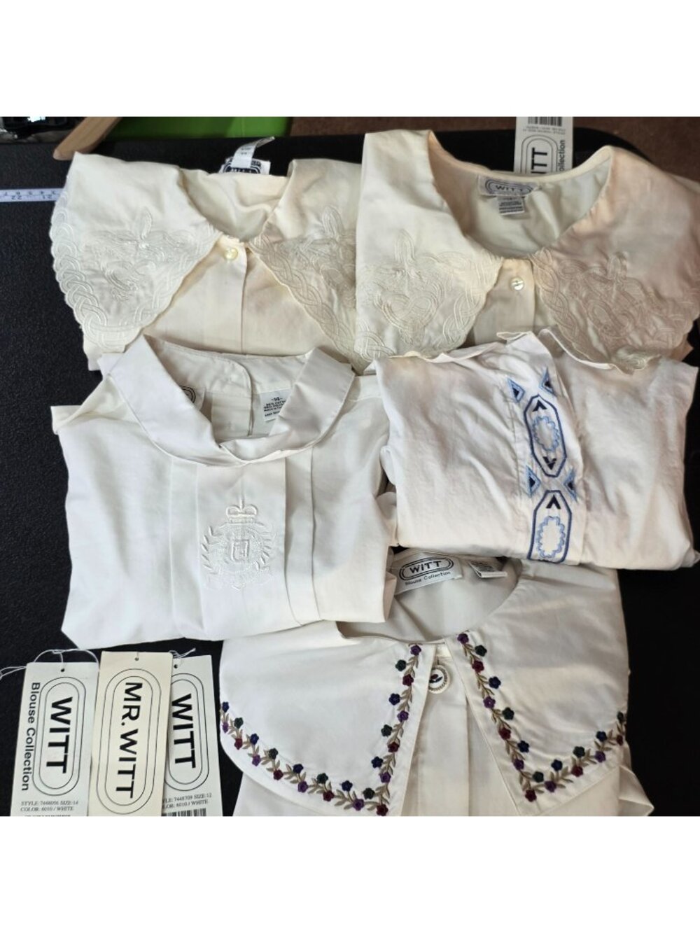 5 Vintage WITT Blouses Cutter Lot Lace Pintuck Embroidery Upcycle Craft Fabric 3